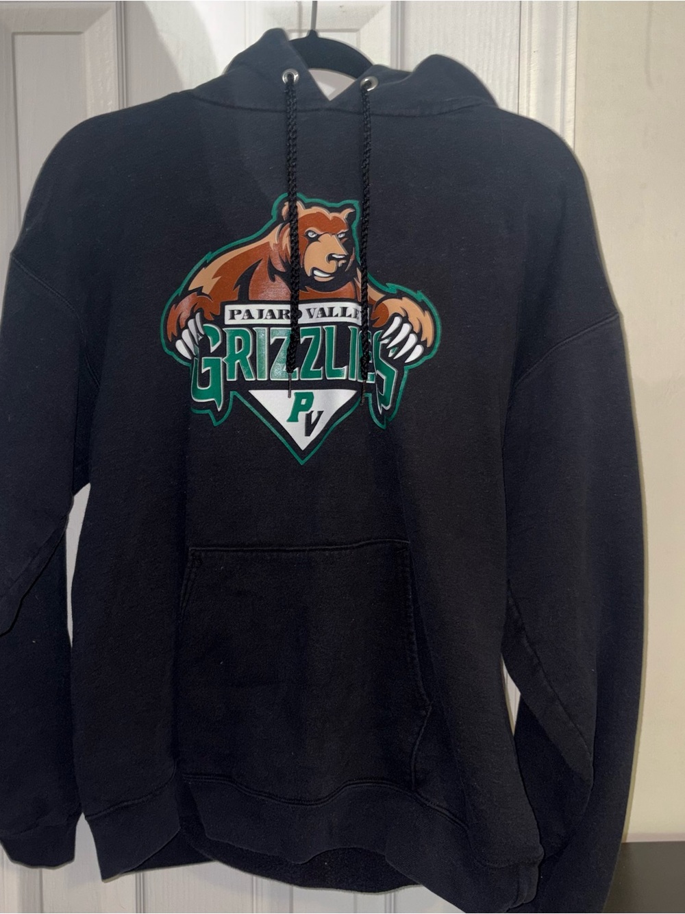 Hanes Black Hoodie with Pajaro Valley Grizzlies Front Graphic